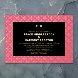 Carnaby Confetti Gold Pink Black Wedding Folieneinladung