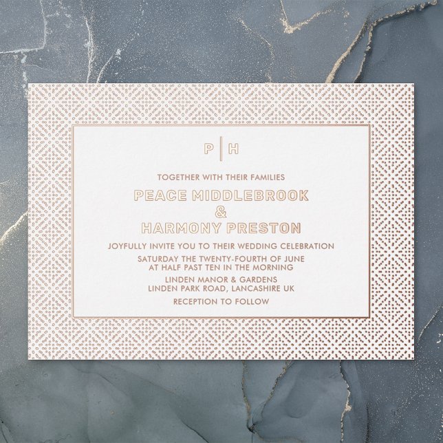 Carnaby Confetti Rose Gold White Wedding Folieneinladung (Von Creator hochgeladen)