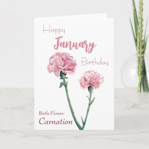 Carnation Birth Blume Januar Geburtstag Karte