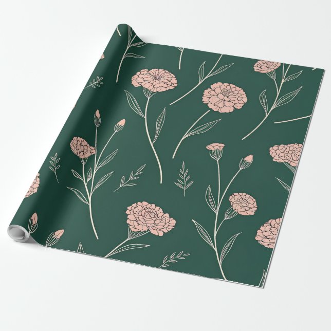 Carnation Bloom Wrapping Paper Geschenkpapier (Ungerollt)