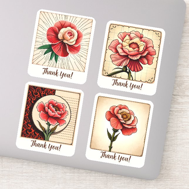 Carnation Blume Groovy Retro Personalisiert Aufkleber (Detail)