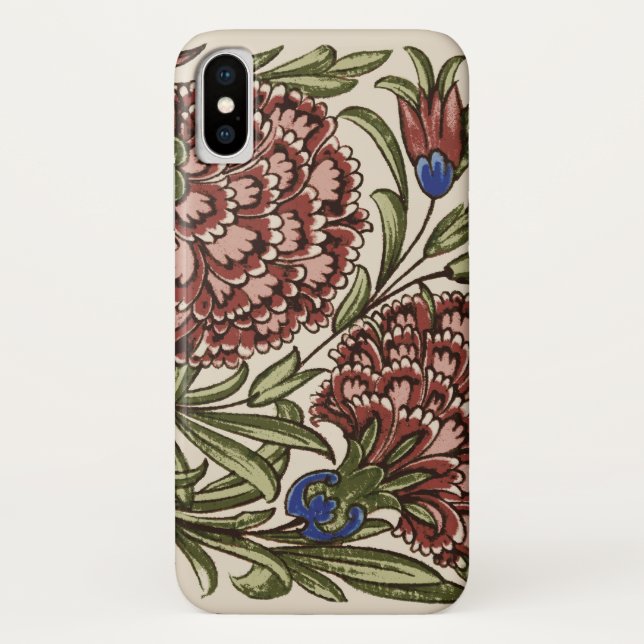 Carnation Blume Tile Antique Rustikale Kunst Case-Mate iPhone Hülle (Rückseite)