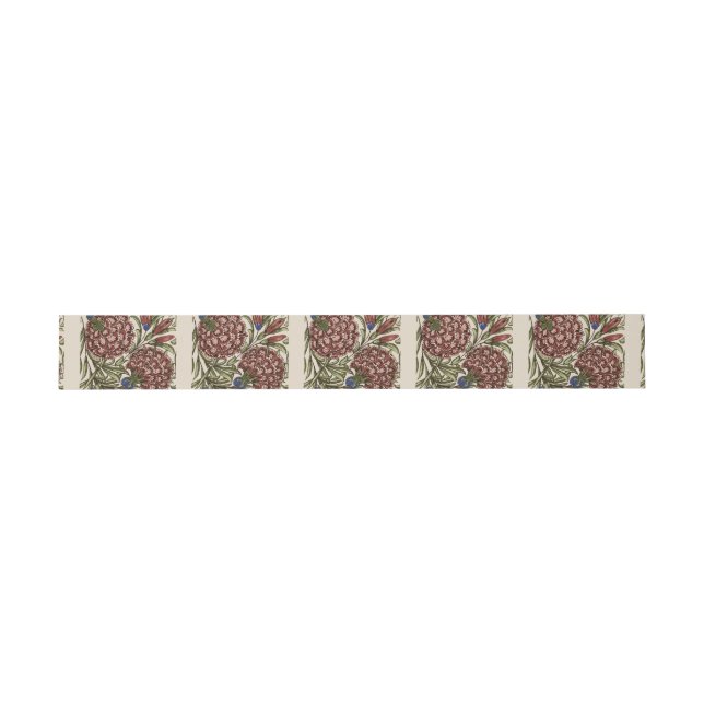 Carnation Blume Tile Antique Rustikale Kunst Einladungsbanderole (Flach)