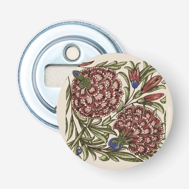Carnation Blume Tile Antique Rustikale Kunst Flaschenöffner (Vorderseite)
