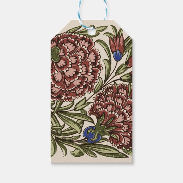 Carnation Blume Tile Antique Rustikale Kunst Geschenkanhänger (Vorderseite)