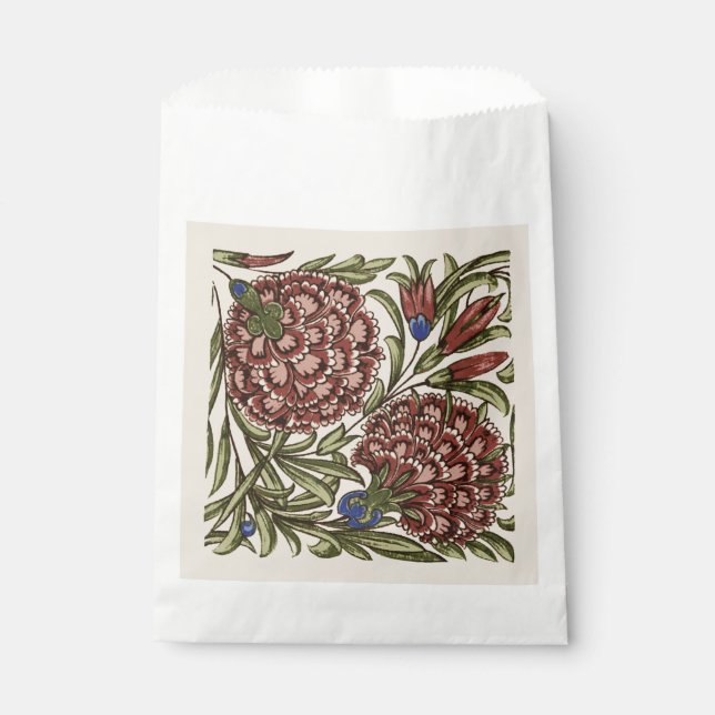 Carnation Blume Tile Antique Rustikale Kunst Geschenktütchen (Vorderseite)