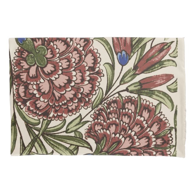 Carnation Blume Tile Antique Rustikale Kunst Kissenbezug (Vorderseite)