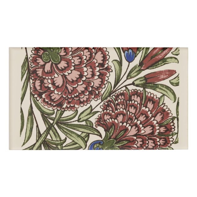 Carnation Blume Tile Antique Rustikale Kunst Namenschild (Vorderseite)