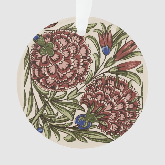 Carnation Blume Tile Antique Rustikale Kunst Ornament (Vorderseite)