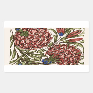 Carnation Blume Tile Antique Rustikale Kunst Rechteckiger Aufkleber