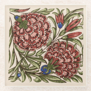 Carnation Blume Tile Antiquitäten Kunst Glasuntersetzer
