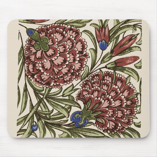 Carnation Blume Tile Antiquitäten Kunst Mousepad (Vorne)