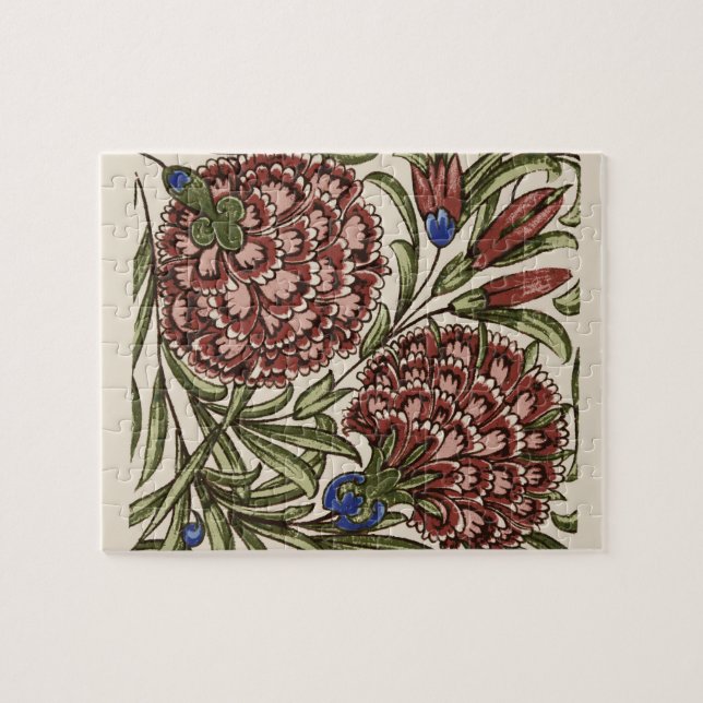 Carnation Blume Tile Antiquitäten Kunst Puzzle (Horizontal)