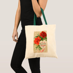 Carnation-Blume, Vintage Valentintagsbotschaft Tragetasche