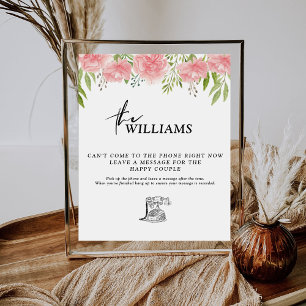 Carnation Boho Wedding Telefon Audio Gäestbook Sockelschild