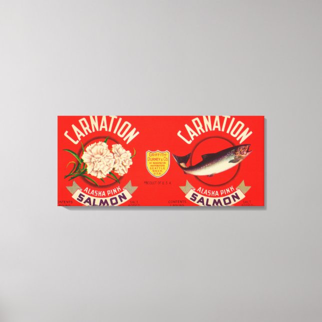 Carnation Brand Lachs Label- Seattle, WA Leinwanddruck (Vorderseite)