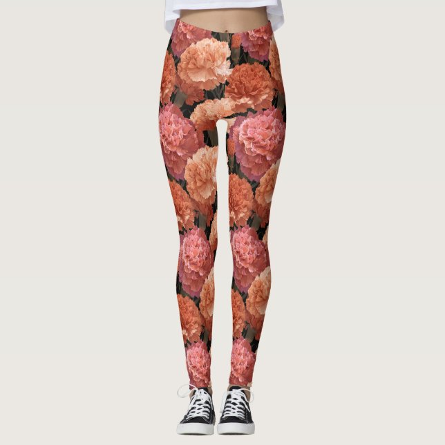 Carnation Flower Running Carnation Inspired Leggings (Vorderseite)