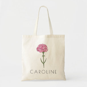Carnation January Birth Blume Individuelle Name Tragetasche