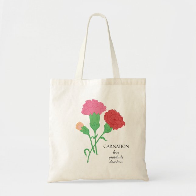 Carnation January Birth Month Blume Bag Tragetasche (Vorne)