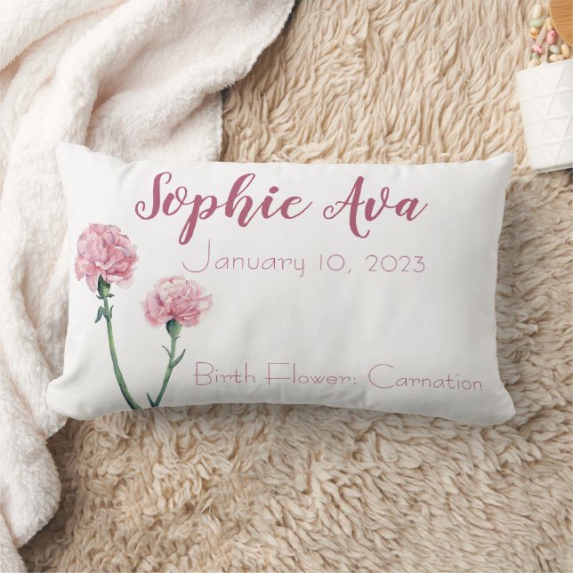 Carnation January Birth Month Blume Lendenkissen (Decke)