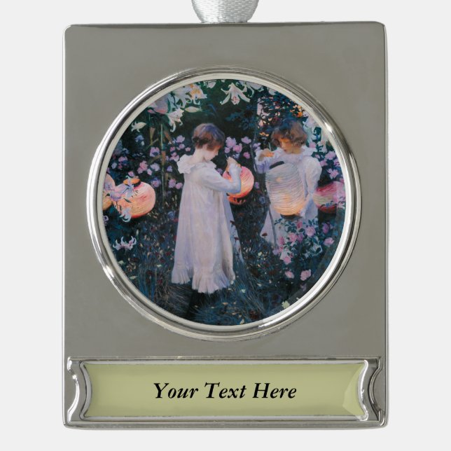 Carnation Lily Rose John Singer Sargent Art Banner-Ornament Silber (Vorderseite)