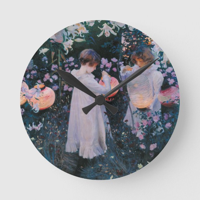 Carnation Lily Rose John Singer Sargent Art Runde Wanduhr (Vorderseite)