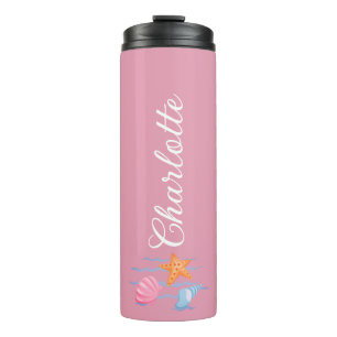 Carnation Pink Personalisiert Seashells Thermosbecher