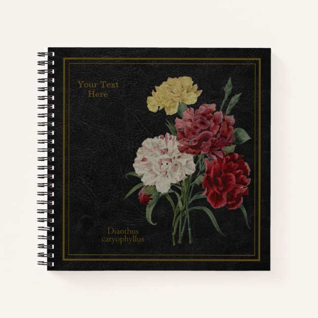 Carnations Black Notebook Notizbuch (Vorderseite)