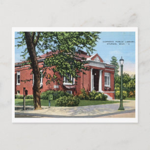 Carnegie-Bibliothek, Sturgis, Michigan Vintage Postkarte