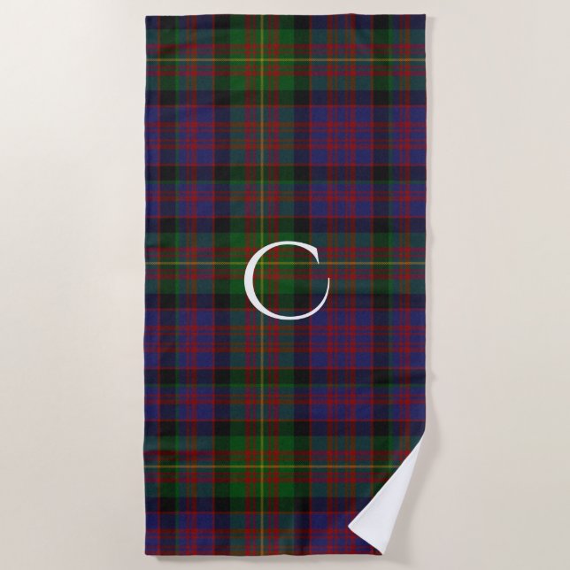 Carnegie Clan Tartan Kariert Monogram Beach Handtu Strandtuch (Vorderseite)