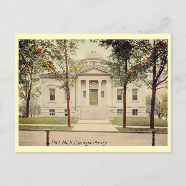 Carnegie Library, Flint, Michigan Vintag Postkarte (Vorderseite)