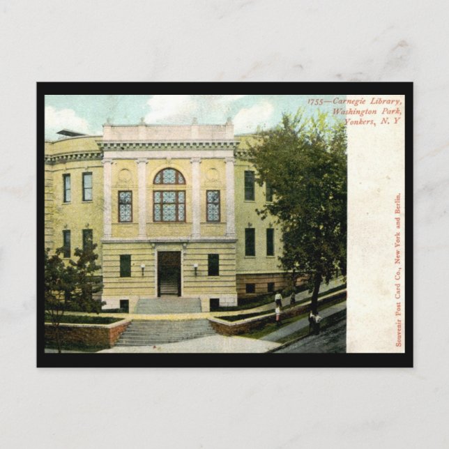 Carnegie Library, Yonkers, NY 1906 Vintag Postkarte (Vorderseite)