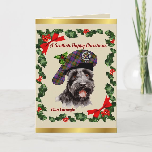 Carnegie Scottie Dog Personalisiert Xmas Karte (Vorderseite)