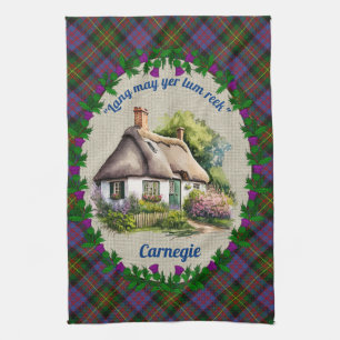 Carnegie Thatched Hütte & Tartan Personalisiert Geschirrtuch