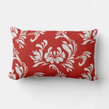Carnelian Red Damask Accent Pillow
