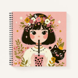 Carnet de notes “La petite fille au bubble tea“ Notizbuch