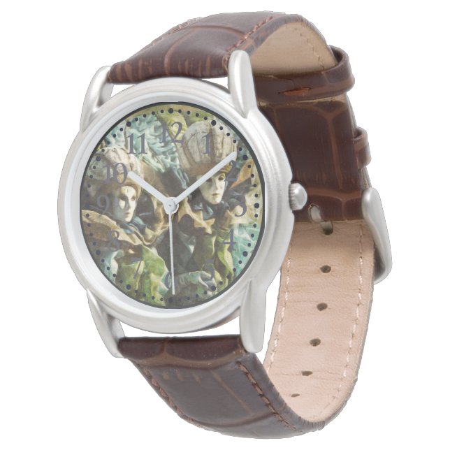 Carnevale di Venezia Italien Europa Leather Watch Armbanduhr (Schrägansicht)