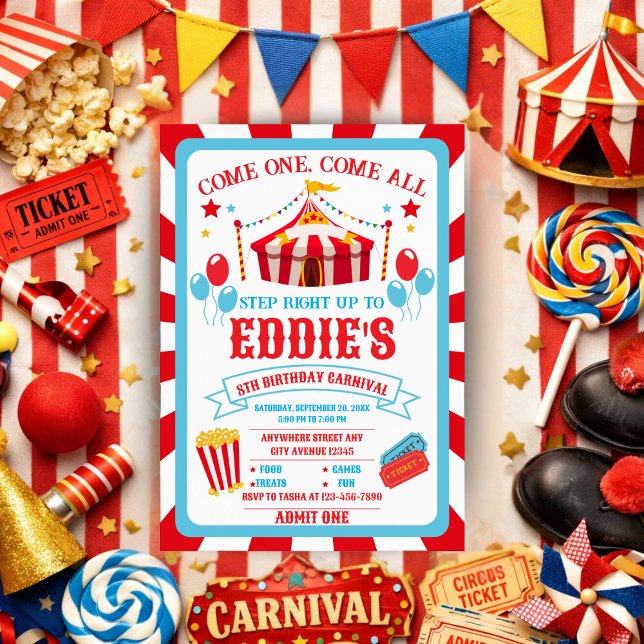 Carnival Birthday Invitation, Circus Invitation  Einladung (Von Creator hochgeladen)