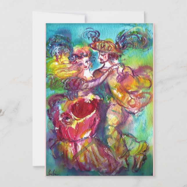 CARNIVAL DANCE, Mardi Gras Party, lebhaft rosa bla Einladung (Vorderseite)