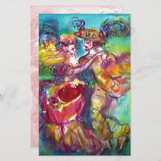 CARNIVAL DANCE, sanfte antike rosa, weiße Stationi Briefpapier (Vorne/Hinten)