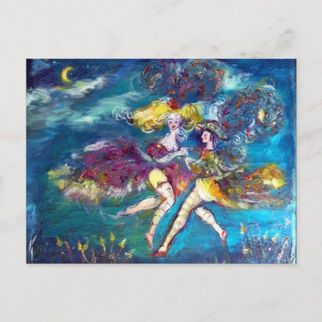 CARNIVAL DANCING IN DER NACHT EINLADUNGSPOSTKARTE (Vorderseite)