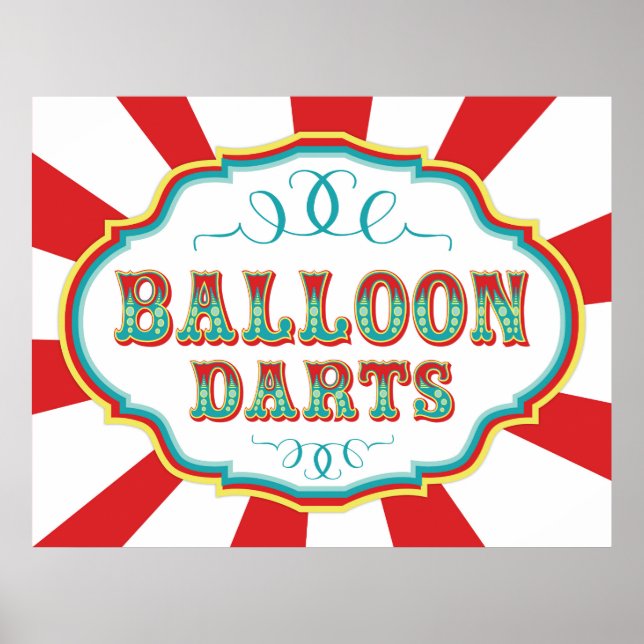 Carnival Game Sign Balloon Darts Poster (Vorne)