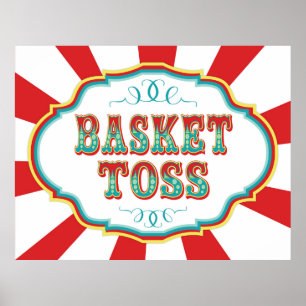 Carnival Game Sign Basket Toss Poster