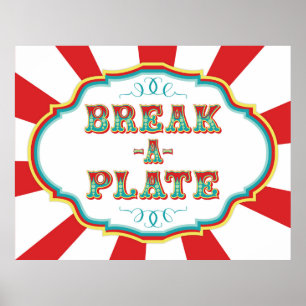 Carnival Game Sign Break a Plate Poster