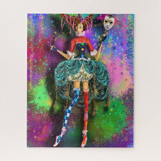 Carnival Girl Clown Joker Jester Puzzle Gift (Vertikal)