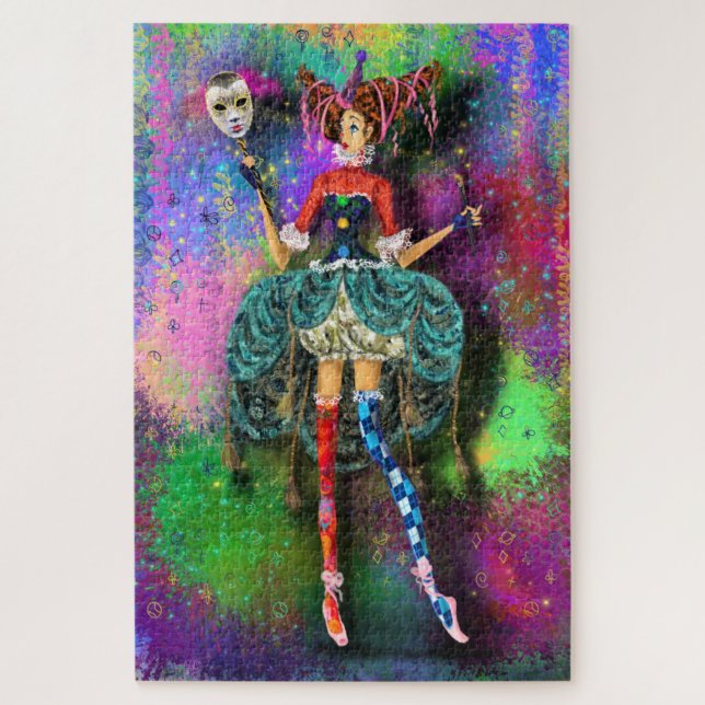 Carnival Girl Clown Joker Jester Puzzle Malerei (Vertikal)