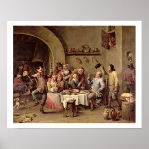 Carnival: 'Le Roi Boit', 1690 (oil on copper) Poster