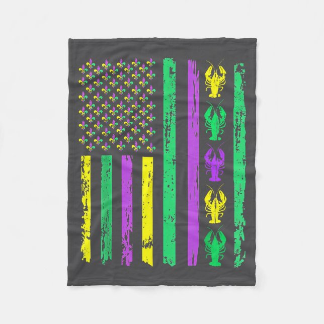 Carnival Mardi Gras Usa American Flag Crawfish Par Fleecedecke (Vorderseite)