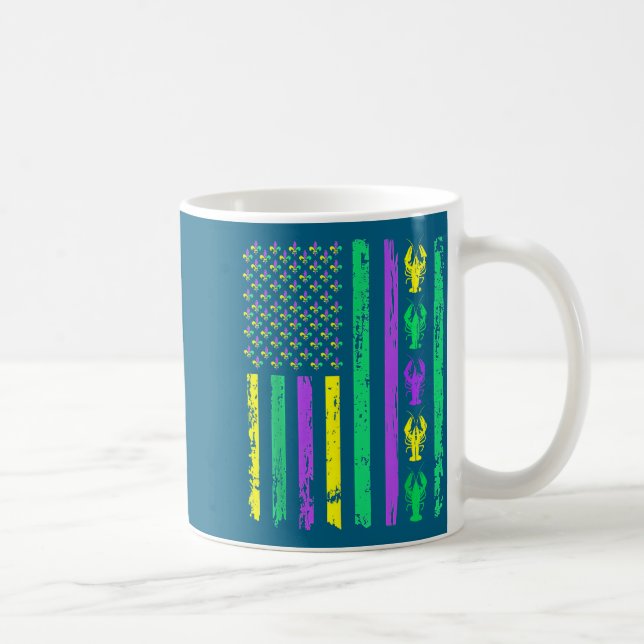 Carnival Mardi Gras Usa American Flag Crawfish Par Kaffeetasse (Rechts)