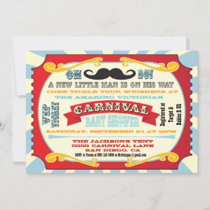 Carnival Mustache Kinderdusche Einladung